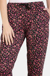 Zivame Floral Tales Knit Poly Pyjama - Jet Black — thumbnail 5